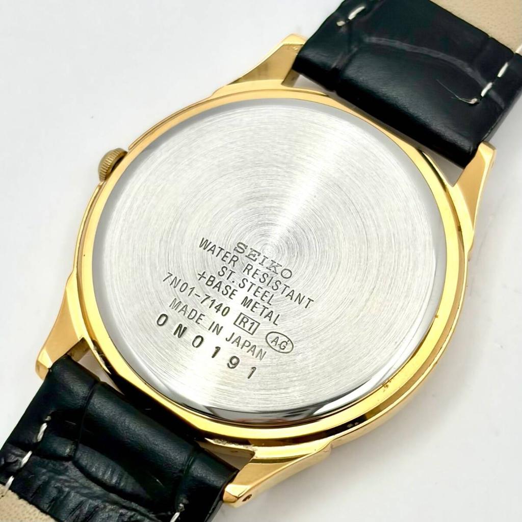 SEIKO Watch Gold 0N0191 New Strap [Excellent Condition/New Battery] Men's 7N01-7140