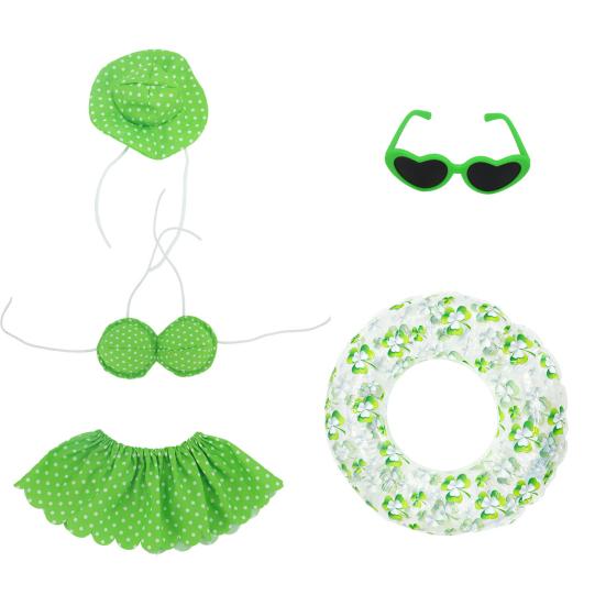 

Summer Porch Goose Outfits Funny Goose Costume Set with Pool Float Swim Goggles Swinsuits Hawaiian Luau Style Bikini Set for Outdoor Patio Lawn Decor зелёный