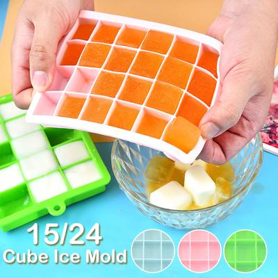 Silicone Ice Maker 15-Cube Ice Tray Ice  Storage Container Tray With Lid