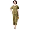 2026 Stylish Cotton Linen Summer T-Shirt Set for Middle-Aged Women