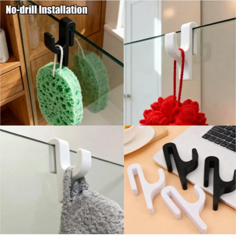 1-4 Stück Duschwandhaken Bohrfrei Duschhaken Kunststoff 3D Badezimmerhaken für Bademäntel Kleidung Handtuch Weiß Schwarz Heimorganisator