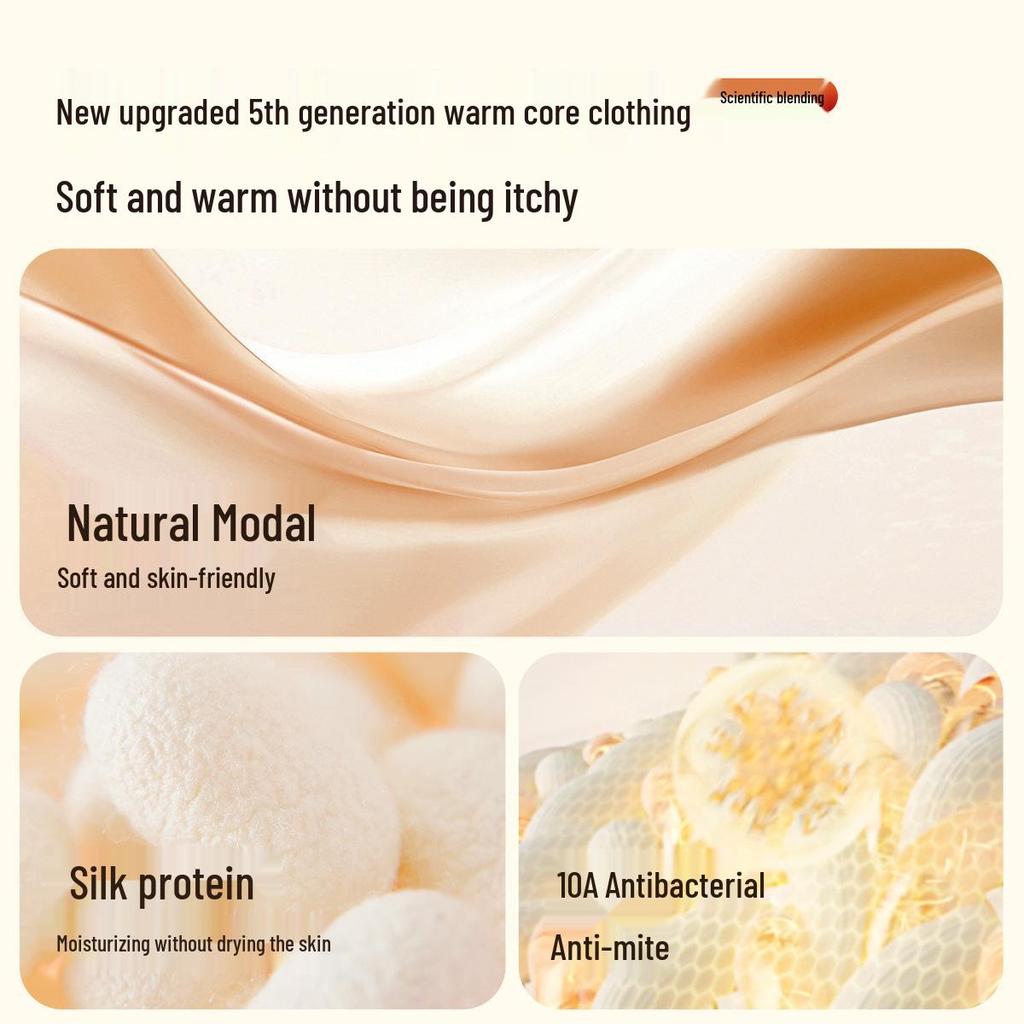 Women's Thermal Wool-Silk Mid-Neck Underwear Set - Slimming Base Layer for Winter and Autumn