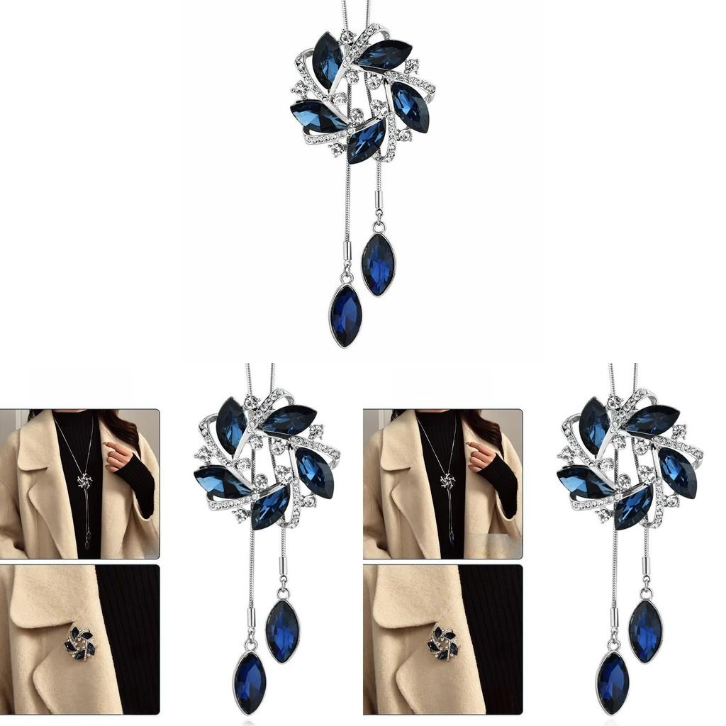 Winter Flower Necklace With Water Drill Gemstones For Elegant Office Wear