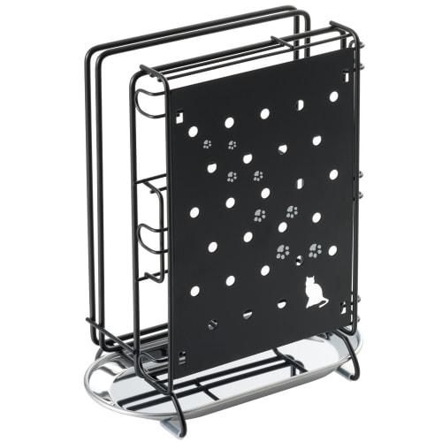 Yoshikawa Kuroneko Kitchen Knife, Cutting Board, and Kitchen Scissors Stand, 15.2 X 10.2 X 21.7 Cm, Tsubame-Sanjo, Made In Japan, 1305628