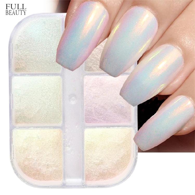 6 Grids Chrome Nail Glitter Powder Mirror Powder Glimmers Dust Shimmers Glitter