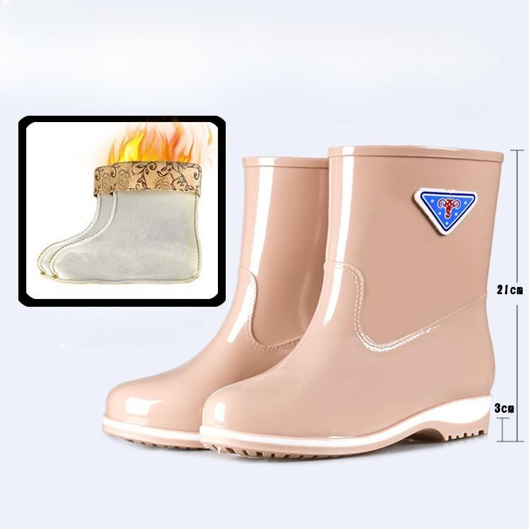 Fashion Women's Low-tube Rain Boots, Water Shoes, Thick Warm Rain Boots