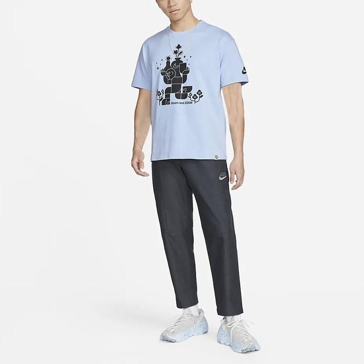 Nike T Shirts Men's Blue Crew Neck Moderate Straight Fit DQ1011-548