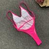 Women Solid Color Sexy Backless One Piece Beach Swimsuit