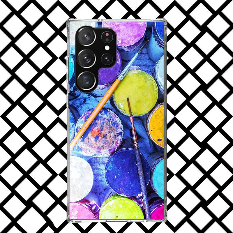 Watercolors Set Paint Palette Painting Phone Case for Samsung Galaxy S26 S25 Edge S24 S23 Ultra S22 Plus S21 FE S20 + Soft Cover