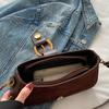 Autumn and Winter Women's Lightweight Solid Color Small Shoulder Bag Chic  PU Leather Goldtone Hardware Sqaure Underarm Bag