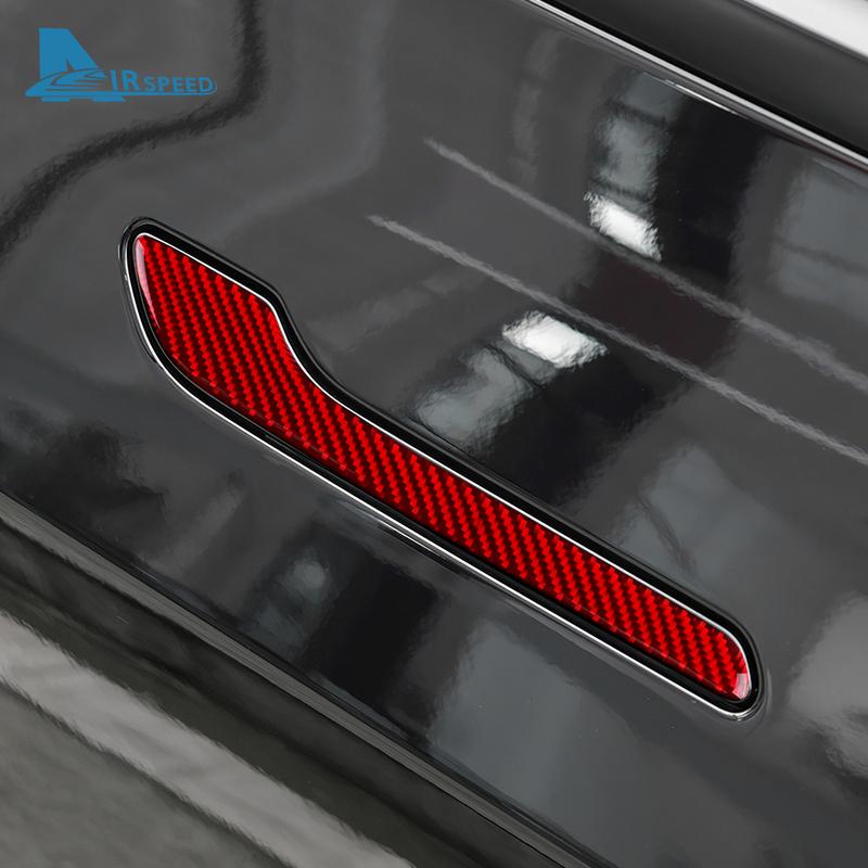 4PCS Real Soft Carbon Fiber Door Handle Trim Sticker For Tesla Model 3 Model Y - Highland 2024 Juniper 2025 Accessories