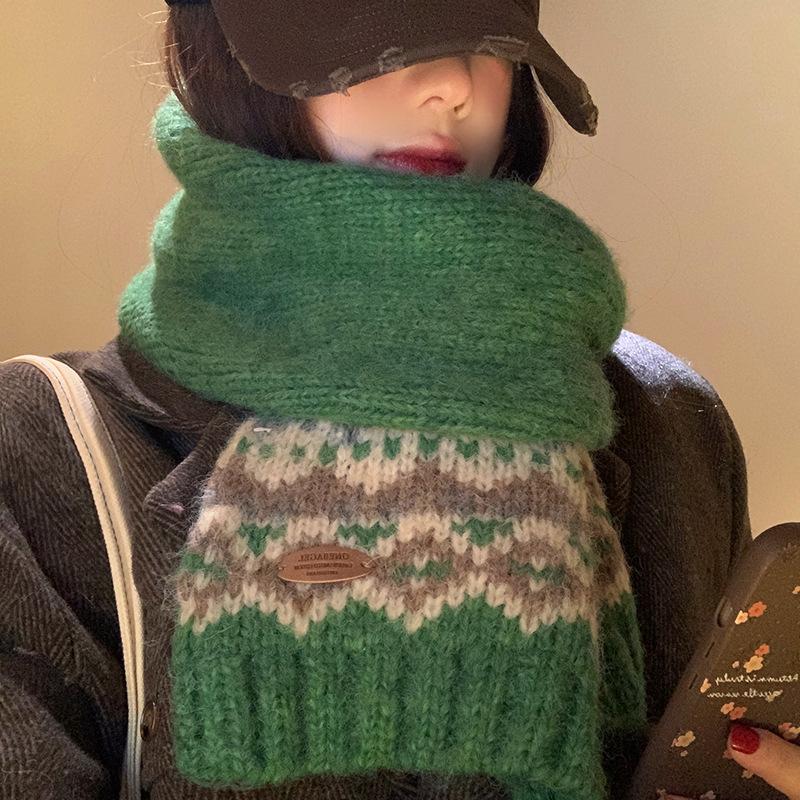 Fashion Winter Christm Atmosphere Blanket Scarf Green Knit Design Thick Warm Pashmina Shawl Wraps With Poncho Stoles Echarpe