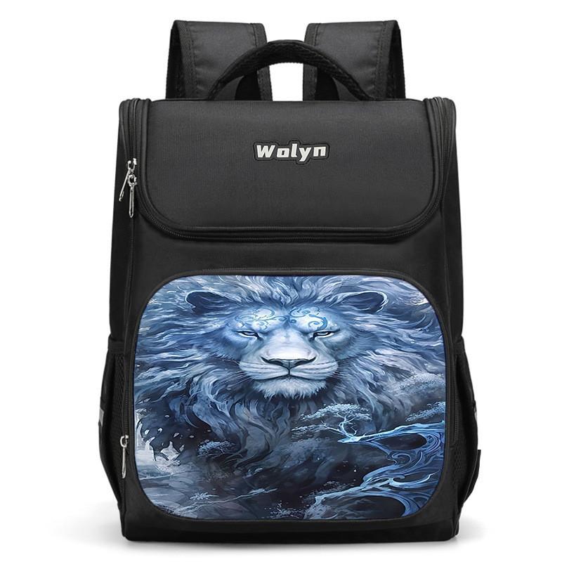 Spacious Lion-themed Backpack For Elementary School Kids Oxford Fabric Lightweight