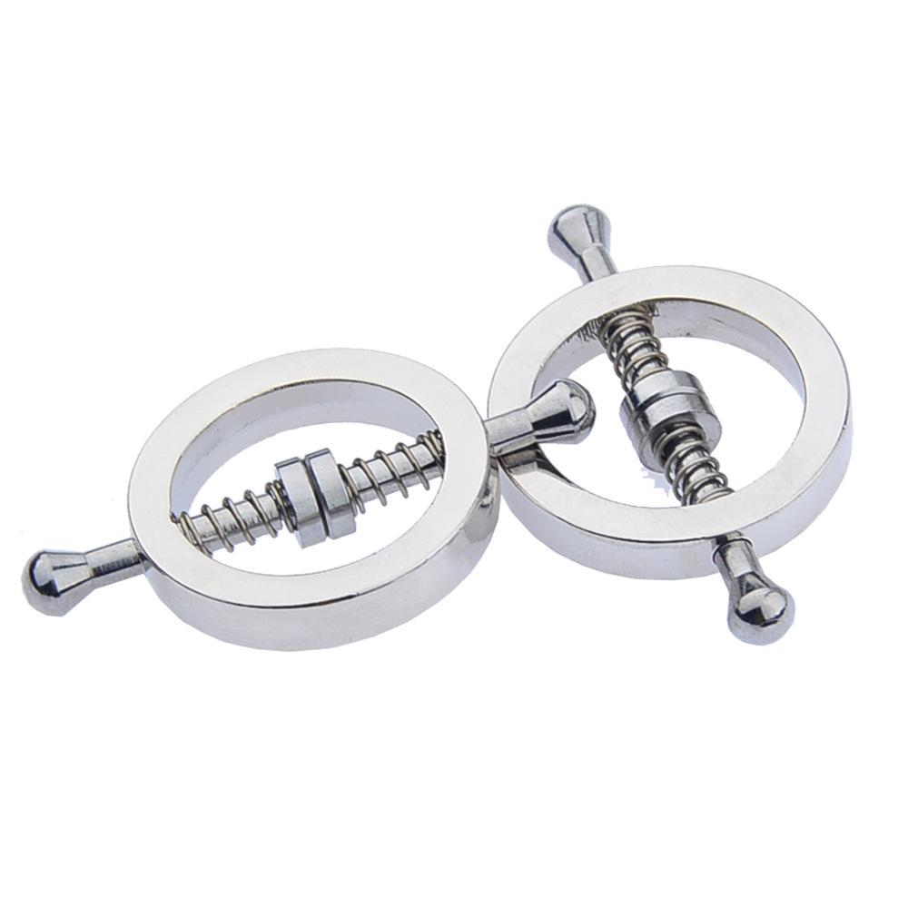 2 Pcs Stainless Steel Sexy Nipple Clamps Round Adjustable Nipple Clamp Set Body Restraints Female SM Sex Toy Non Piercing