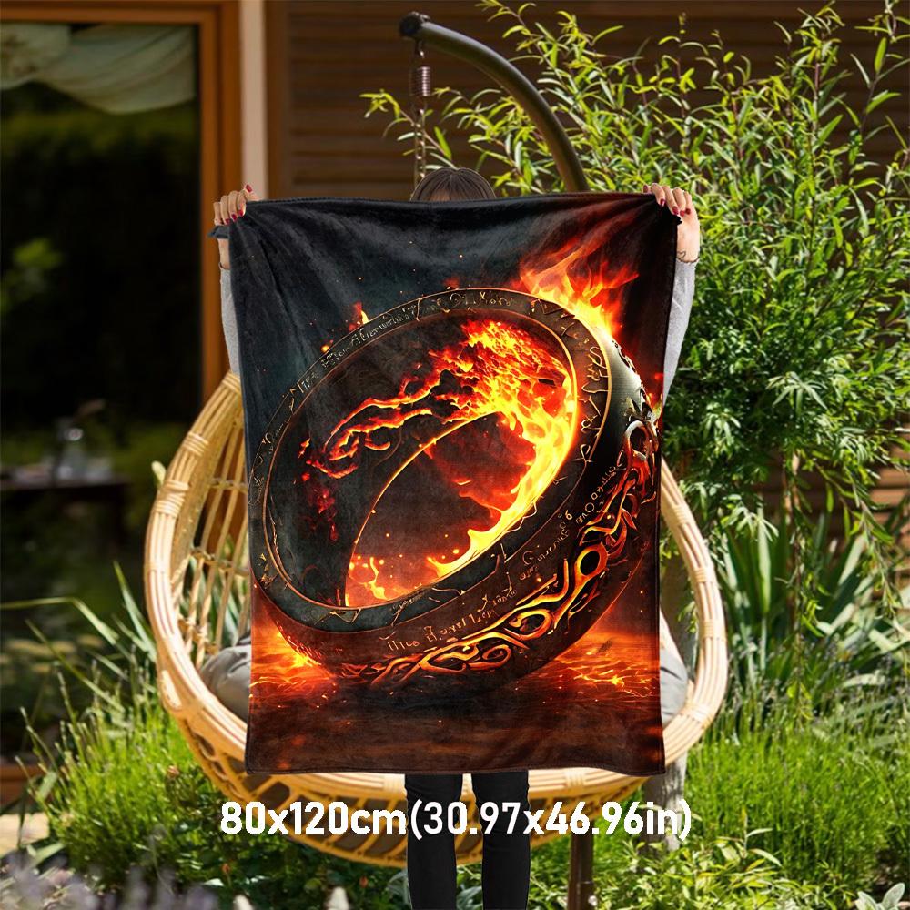 1pc One Ring Fire Fantasy - Throw Blanket, Soft, Flannel Blankets, Living Room, All Seasons Use-1021163