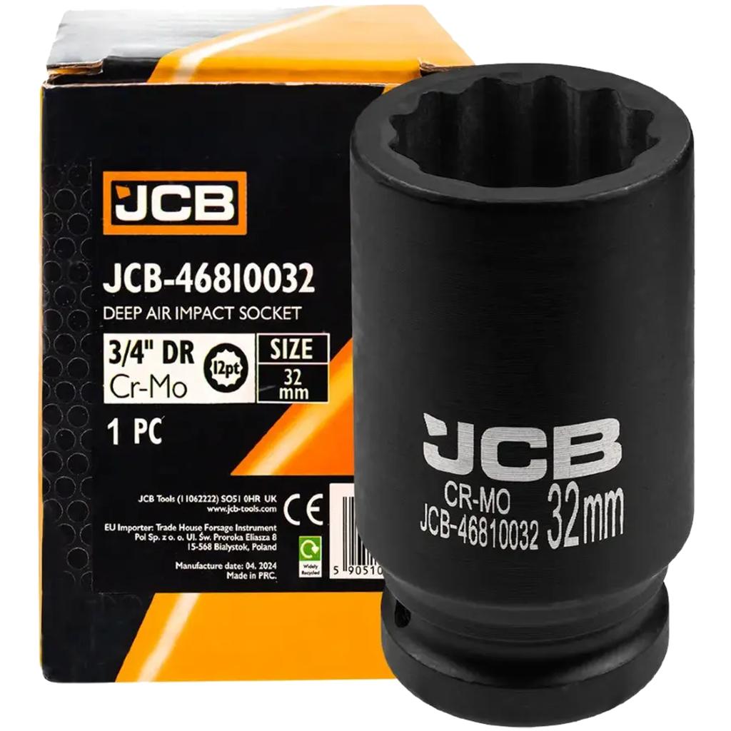 JCB 3/4" Cr-Mo 12-point Deep Impact Socket 32mm