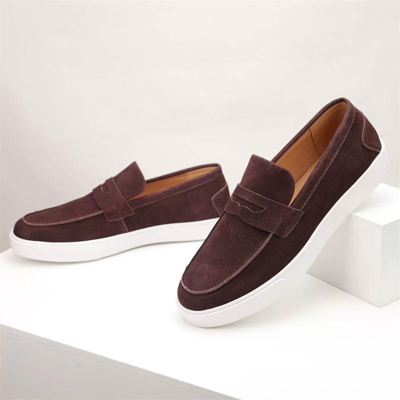 Fashion Fashion Brand Men Suede Cow Leather Shoes Loafers Slip on Formal Mens Dress Shoes Wedding Office Casual Shoes