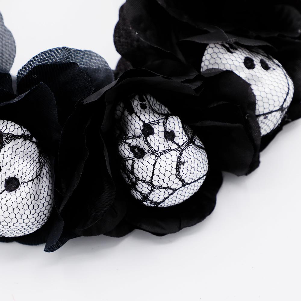 Skull Gothic Lace Party Headband Halloween Black Rose Hair Accessories Day Of The Dead Hair Clip