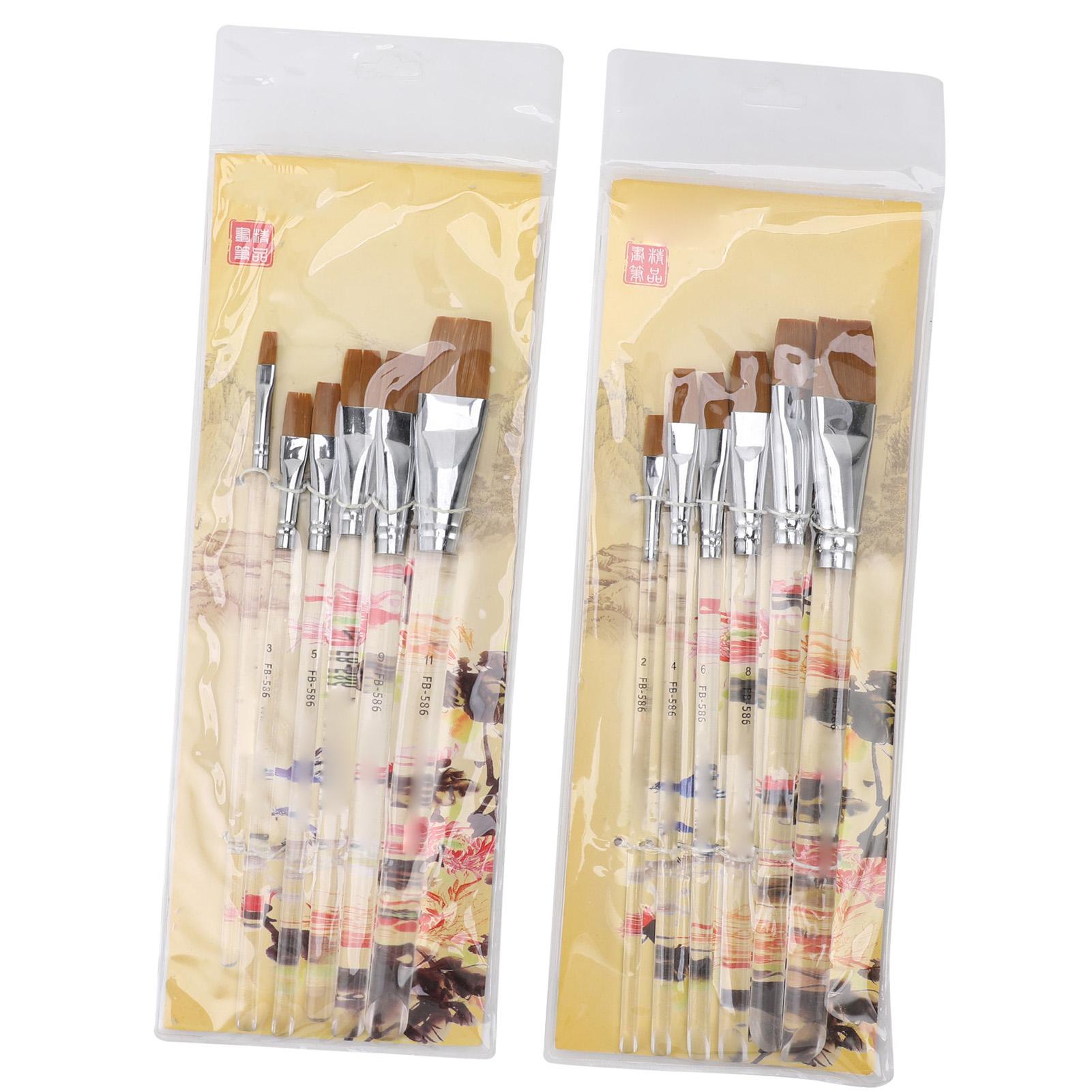 

Набор из 12 плоских кистей для рисования, пластиковая и нейлоновая прозрачная ручка, художественная кисть для акварели
