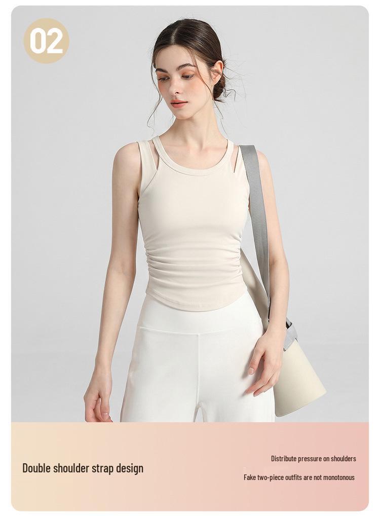 Women's European & American Yoga Vest: Layered, Waist-Cinching, Slimming, Quick-Dry, Breathable Sports Fitness Top