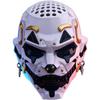Maska LED Cyberpunkowy Klaun Earthradius, Futurystyczna Mechaniczna Czaszka z Podświetlanymi Oczami, Przerażający Hełm na Całą Twarz