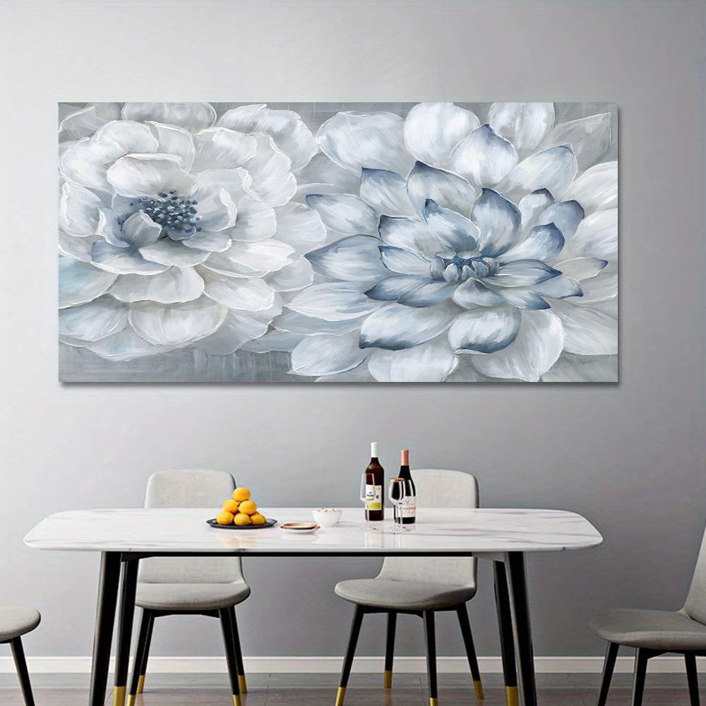 Abstract Blue Floral Canvas Painting Nordic Flower Poster and Prints Wall Art Pictures for Living Room Home Decor