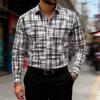 2025 New Men's Trendy Geometric Line Print Long-sleeved Shirt 18 Colors Personality Fashion Slim Lapel Casual Versatile Shirt
