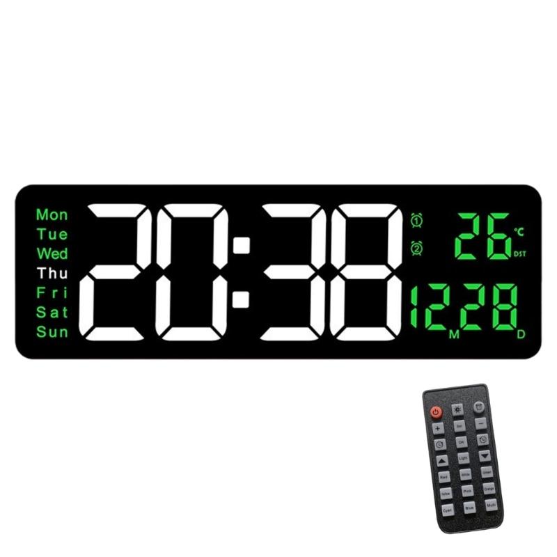 

Modern LED Digital Wall Clock with Remote Control Alarm Timer Temperature Display Night Light for Home or Office Decors