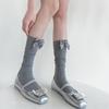 Japanese Style Ballet Girl Velvet Bow Knee-High Socks - Spring/Summer Versatile Solid Mid-Calf Design