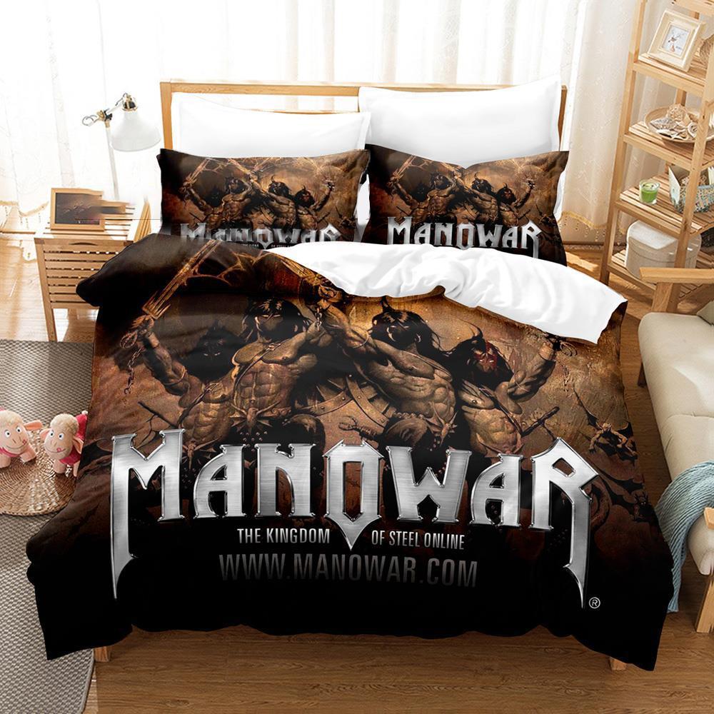3D Printed Manowar Bedding Set Boys Girls Twin Queen Size Duvet Cover Pillowcase Bed Kids Adult Fashion Home Textileextile