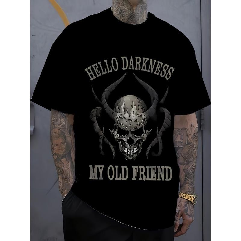 European Size 3D Printed Plus-Size Men's T-Shirt, Trendy Dark Style, Eye-Catching Skull, A Must-Have, PLUS SIZE