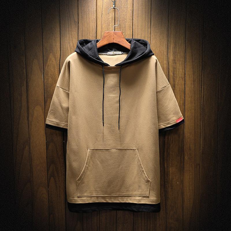 Summer Men's Casual Loose Large Size Hooded Short-sleeved T-shirt