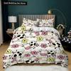 Milk Cow Duvet Cover King Queen Size Cute Cartoon Cows Bedding Set for Kids Farmhouse Rustic Animal 2/3pcs Polyester Quilt Cover