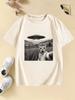 Ufo Cat Cute Design Cotton Printed Unisexs And Unisexs Personalized Short Sleeves Summer New Fashion Trend Loose Casual Tshirt