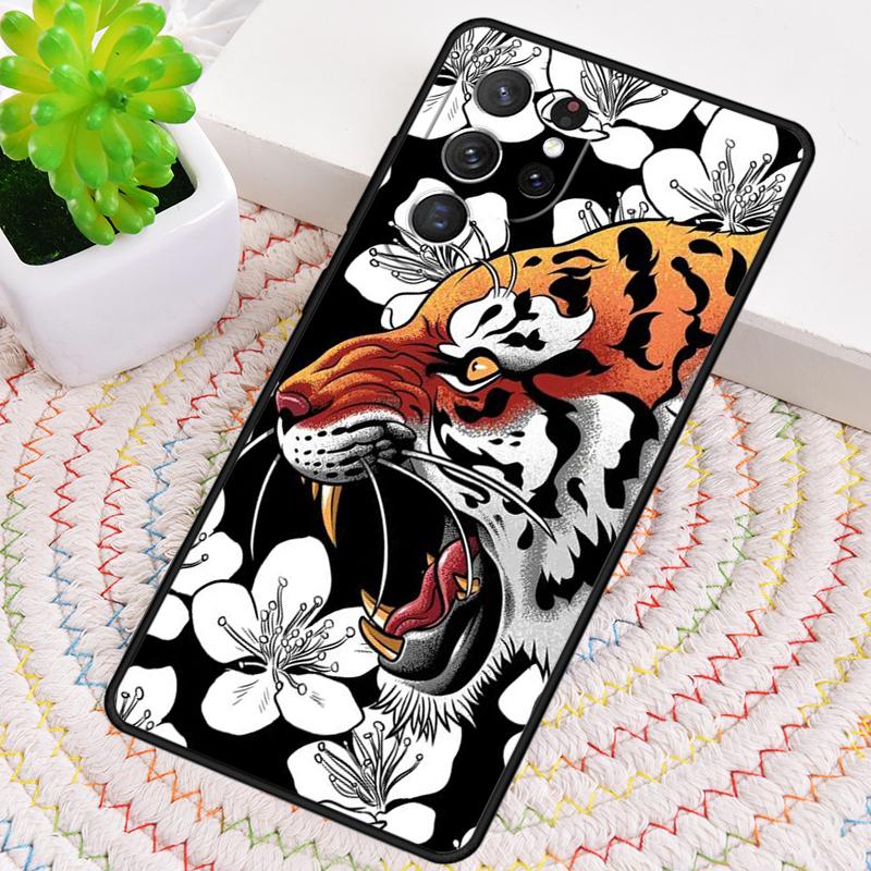 Tiger Sketch Art TPU Phone Case For Samsung Galaxy note 10 pro S26 S25 S24 S23 S22 Ultra Plus S21 FE S20 Shockproof Cover