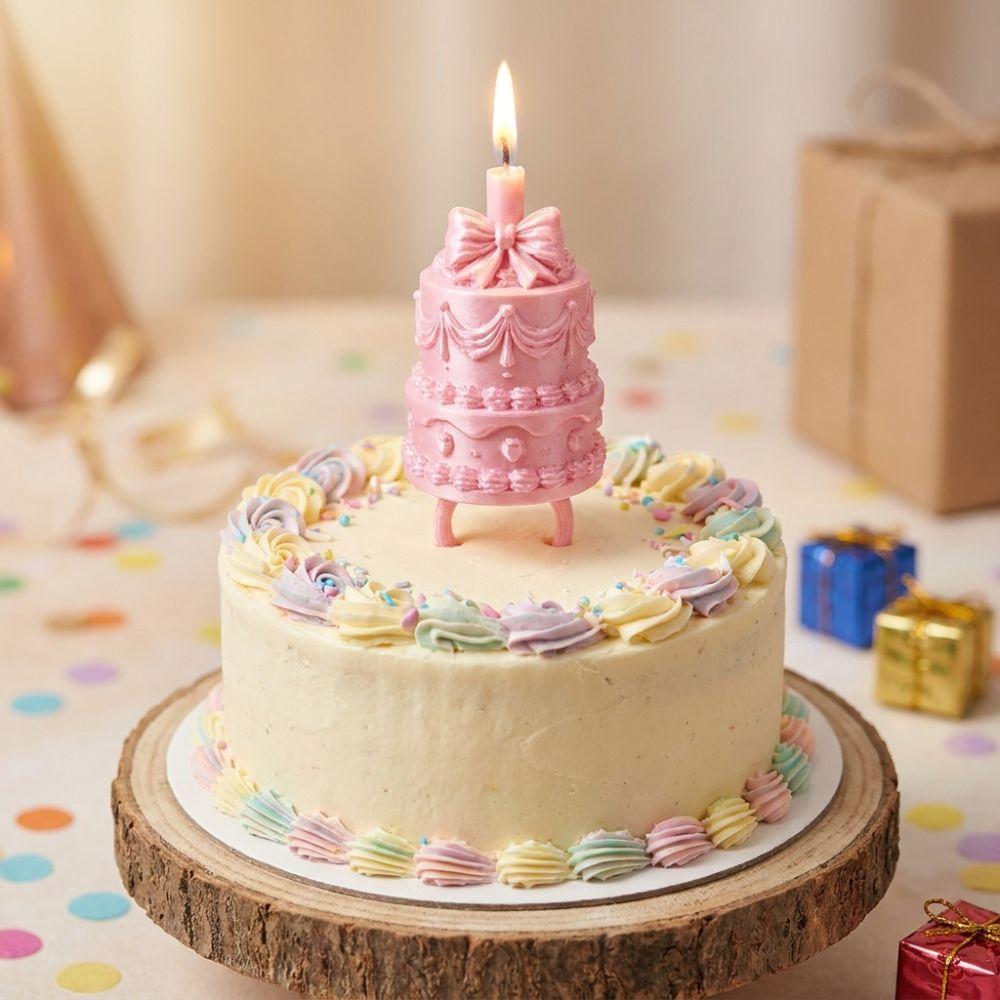 Plastic Finger Ring Candle Stand Silk Finish Birthday Cake Ring Topper Celebration