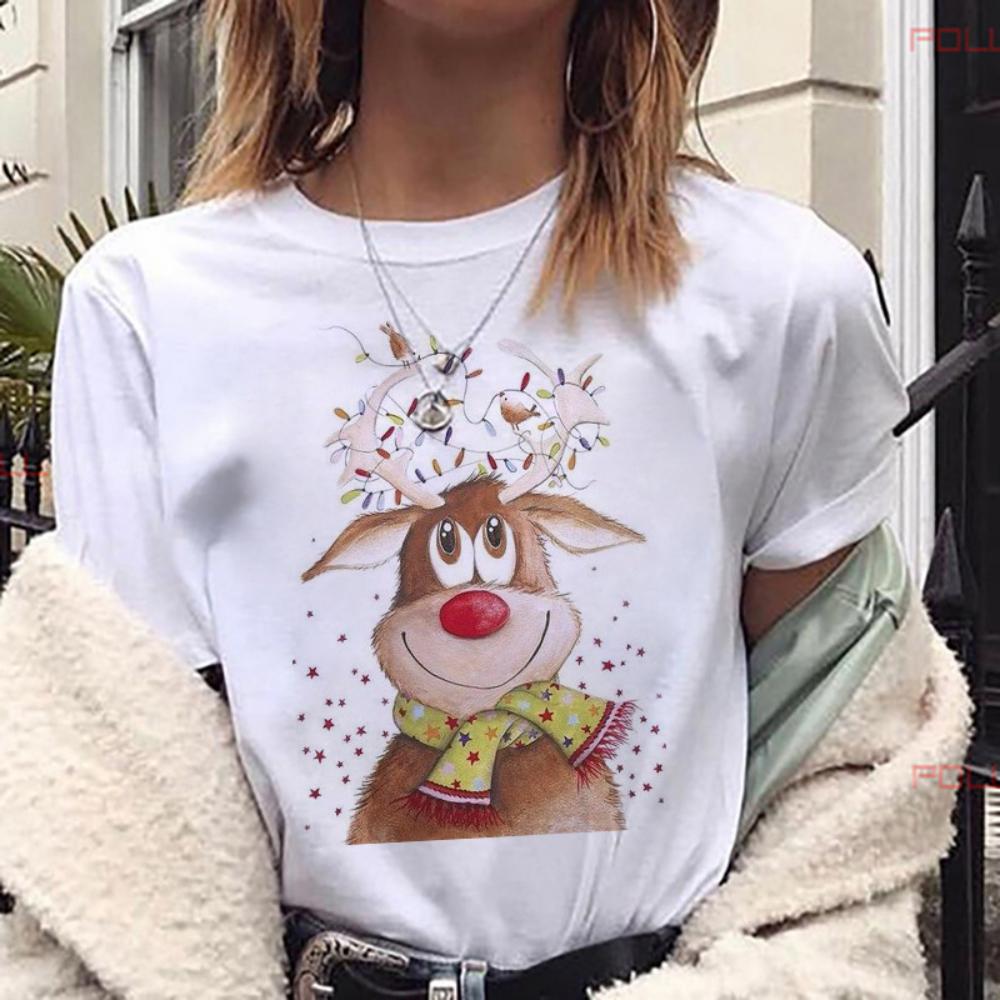 Christmas Reindeer Bear Tshirt Christmas Tree Loose Tshirt Durable Casual Tshirt Daily Travel Streetwear Fashion S