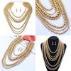 Geometric Multi Layer Gold Beaded Necklace For Women Fashion Trend Spring