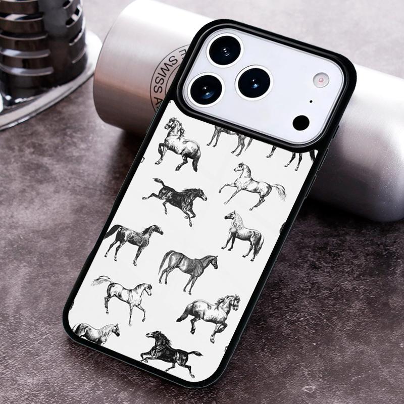 Horses Pattern Collage Phone Case for iPhone 17 16 15 Pro Max Air 14 13 12 11 Plus Shockproof Cover