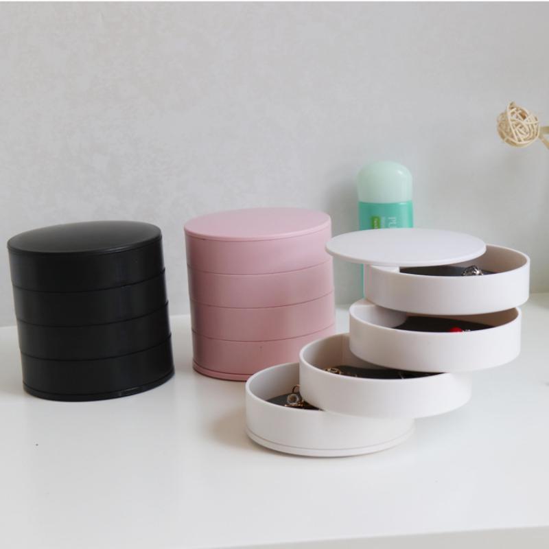 Dámský úložný box na šperky Nový design Módní 4vrstvý otočný úložný zásobník na šperky s víkem Dárek k narozeninám pro ženy