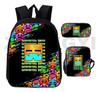 Three-Piece Schoolbag, Primary And Secondary School Students Cartoon Backpack, Children'S Schoolbag, Pencil Bag, Satchel.