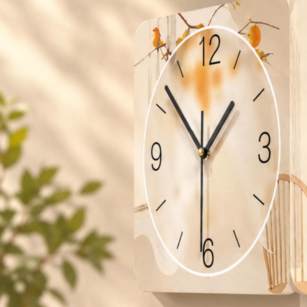 Wall Clock with Arabic Numerals Operated Seconds Hand NoHoles for Living Room,