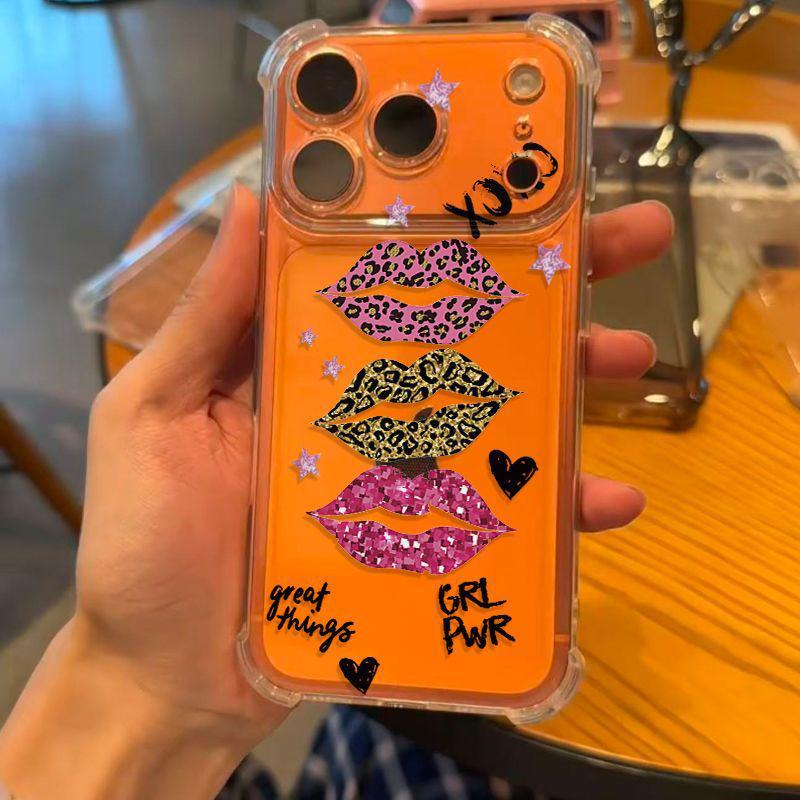 

Thickened Anti-Drop Leopard Print Lips Case for Apple 15 Pro Max/14/13/12 iPhone 16 Plus