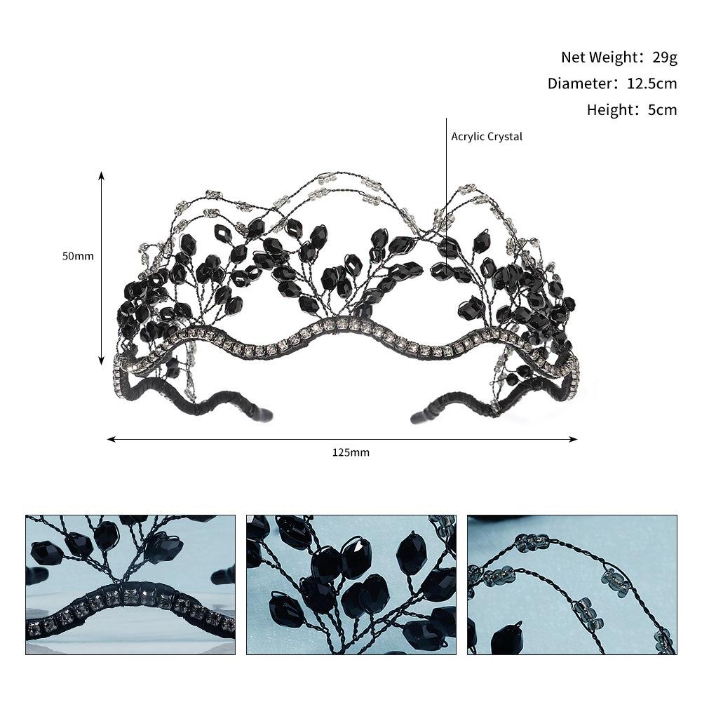 Handmade Crystal Beaded Bridal Crown Wedding Toasting Hair Accessories Wedding Headdress Mesh Bridal Headband