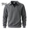 School Wear for Men Quarter-Zip Sweatshirt, Long Sleeve Turndown Collar Outdoor Sports Pullover Solid Color Shirt Fall Winter Comfortable Daily