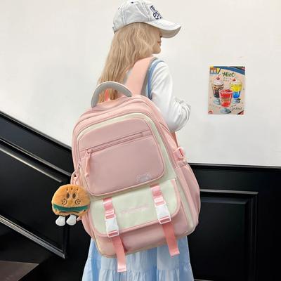 Elementary School Schoolbags Contrasting Colors Campus Junior High School Girls Casual Backpacks High Value Large Capacity Backpacks Fashion