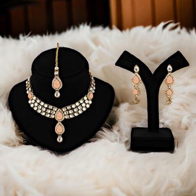 Jewellery Traditional Gold Plated Kundan Necklace Set For Girls & Women