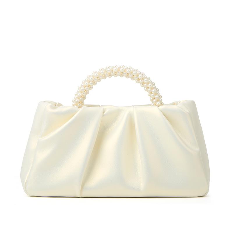 Sweet Girl Pearl Bag Handbag Women's Fashion Versatile Pleated Messenger Cloud Bag Mini Mobile Phone Small Bag