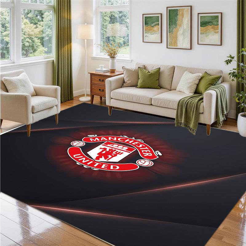 Manchester United FC Design Crystal Velvet Rug Soft Decorative Mat for Bedroom Entrance