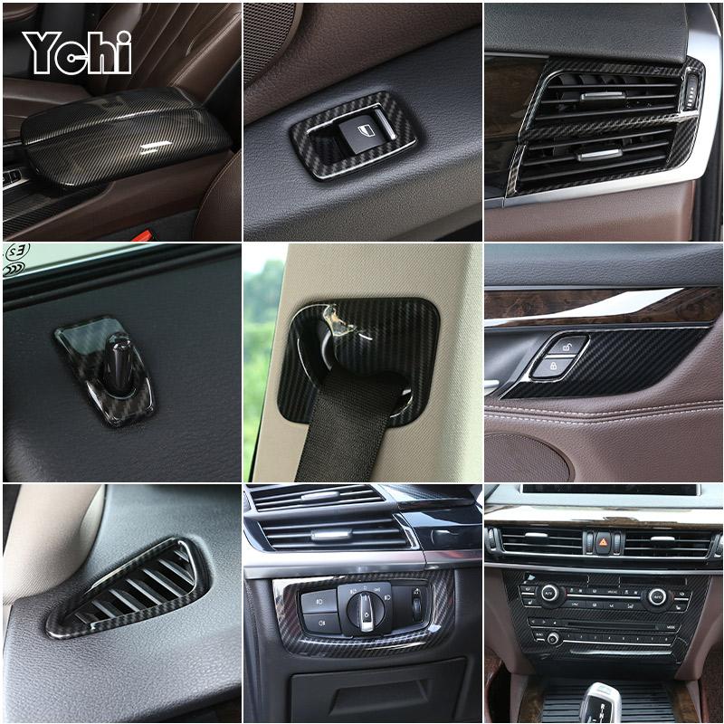Per BMW X5 F15 X6 F16 2014-2018, Volante, Cruscotto, Console Leva del Cambio, Adesivo Pannello, Copertura Trim Interni Auto in Fibra di Carbonio